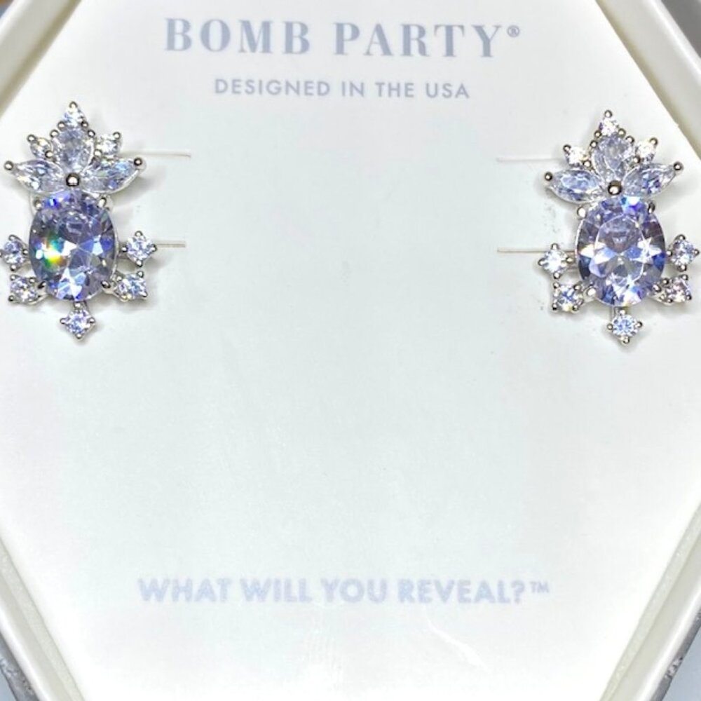 925 Solid Sterling Silver Diamond CZ Stud Earrings